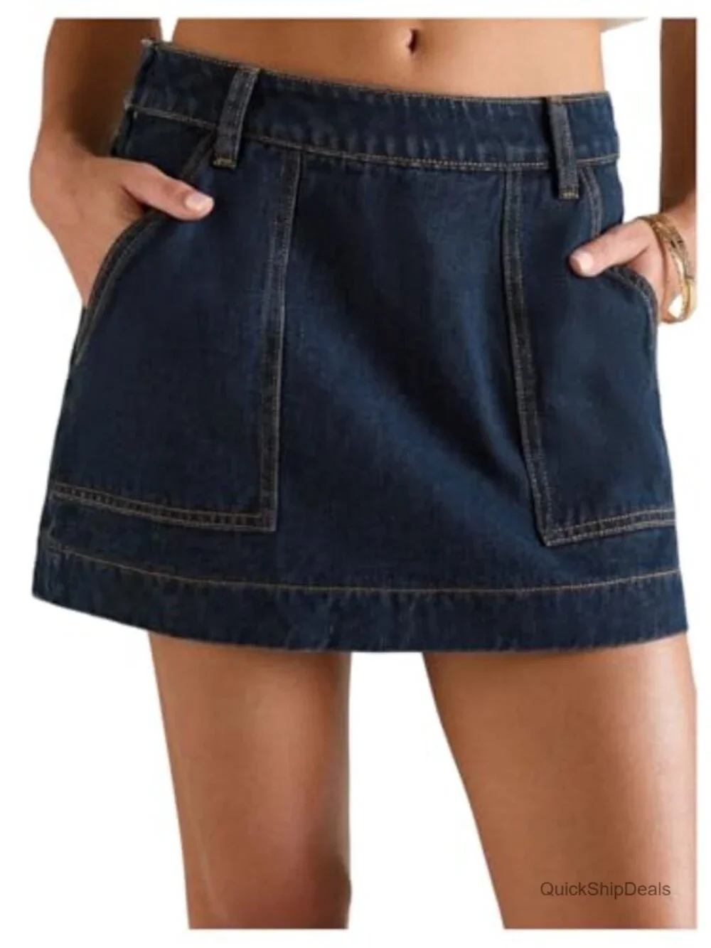 Y2K Low Waist Mini Denim Skirt with Pockets Casual Going Out